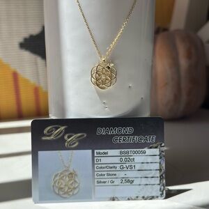 Certified 0,02 ct. Diamond 14K Necklace NEW with giftbox! FOR VALENTINE’S DAY♥️